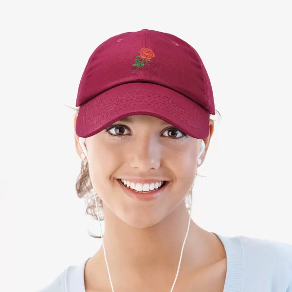 DALIX Red Rose Hat Premium Embroidered Baseball Cap Womens