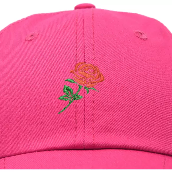DALIX Red Rose Hat Premium Embroidered Baseball Cap Womens