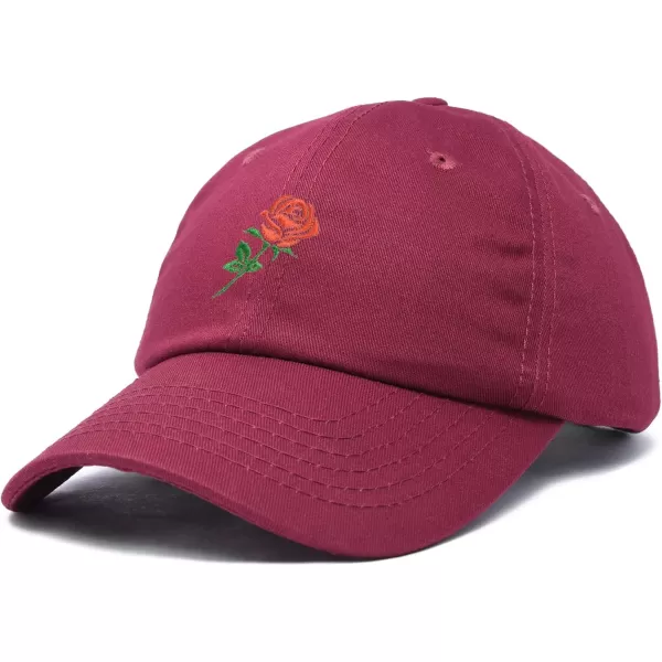 DALIX Red Rose Hat Premium Embroidered Baseball Cap Womens
