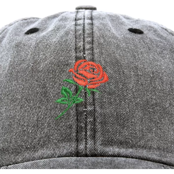 DALIX Red Rose Hat Premium Embroidered Baseball Cap Womens
