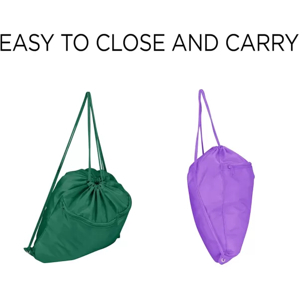 DALIX Small Gym Bag Drawstring Bag Men Women Assorted Colors 10 PACK