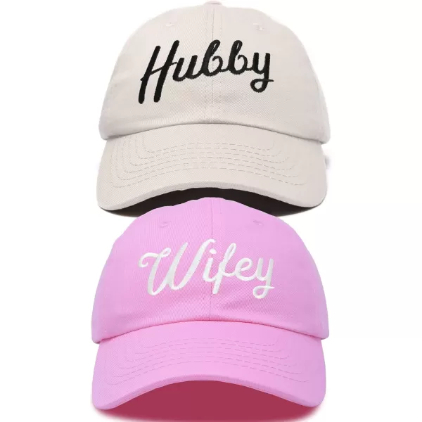 DALIX Wifey Hubby Couples Dad Hats Baseball Caps Married Gift Set of 2