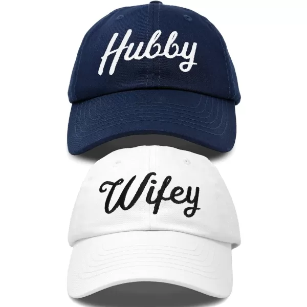 DALIX Wifey Hubby Couples Dad Hats Baseball Caps Married Gift Set of 2