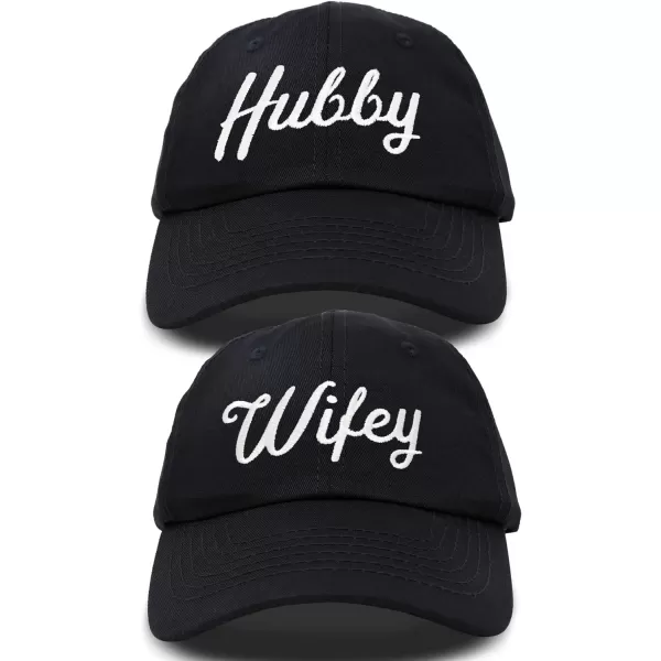 DALIX Wifey Hubby Couples Dad Hats Baseball Caps Married Gift Set of 2