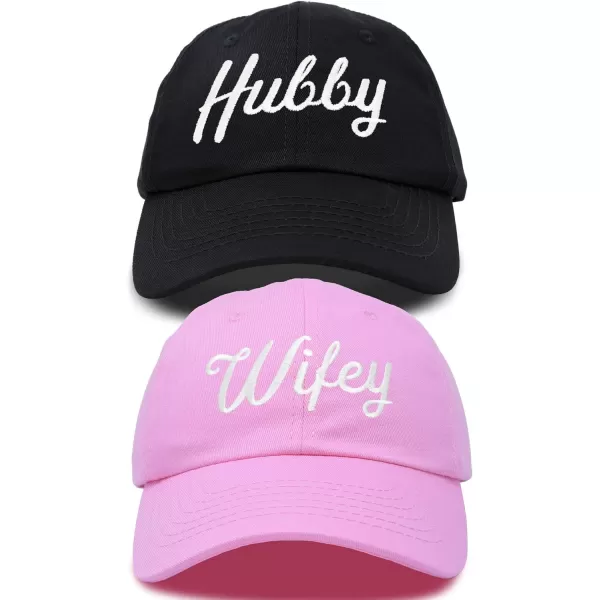 DALIX Wifey Hubby Couples Dad Hats Baseball Caps Married Gift Set of 2