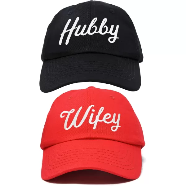 DALIX Wifey Hubby Couples Dad Hats Baseball Caps Married Gift Set of 2