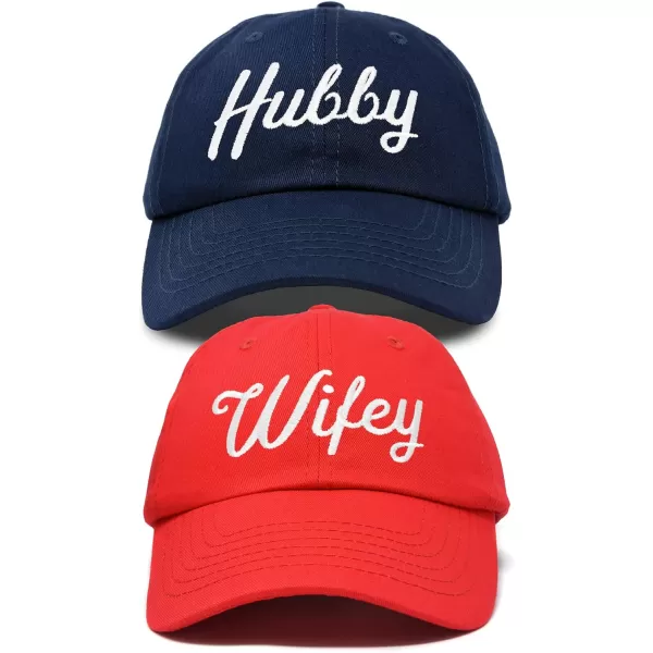 DALIX Wifey Hubby Couples Dad Hats Baseball Caps Married Gift Set of 2