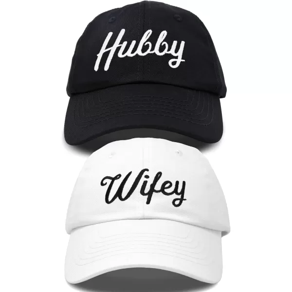 DALIX Wifey Hubby Couples Dad Hats Baseball Caps Married Gift Set of 2