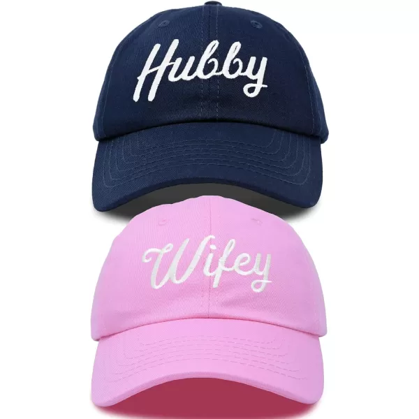 DALIX Wifey Hubby Couples Dad Hats Baseball Caps Married Gift Set of 2