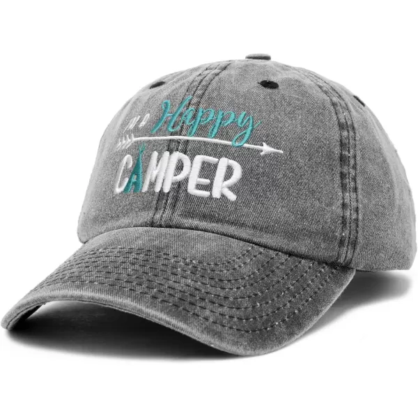 DALIX Womens Happy Camper Hat Soft Cotton Camping Caps