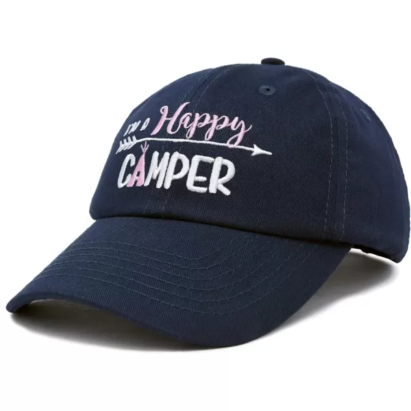 DALIX Womens Happy Camper Hat Soft Cotton Camping Caps