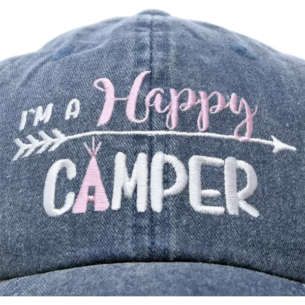 DALIX Womens Happy Camper Hat Soft Cotton Camping Caps