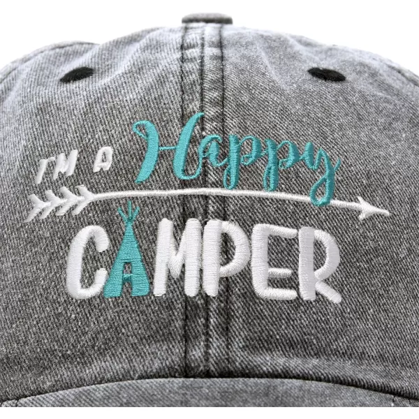 DALIX Womens Happy Camper Hat Soft Cotton Camping Caps