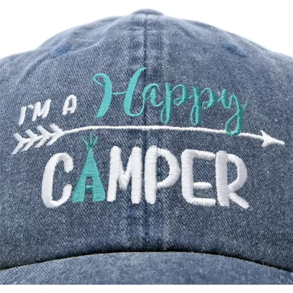 DALIX Womens Happy Camper Hat Soft Cotton Camping Caps