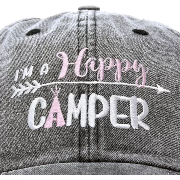 DALIX Womens Happy Camper Hat Soft Cotton Camping Caps