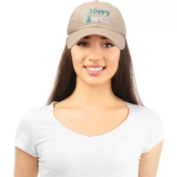 DALIX Womens Happy Camper Hat Soft Cotton Camping Caps