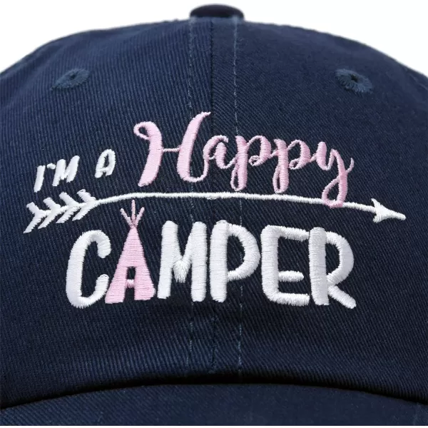 DALIX Womens Happy Camper Hat Soft Cotton Camping Caps
