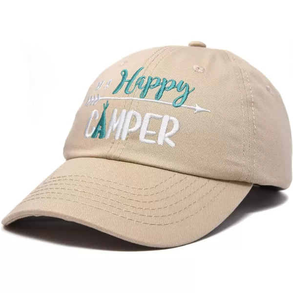 DALIX Womens Happy Camper Hat Soft Cotton Camping Caps