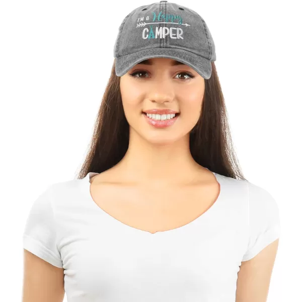 DALIX Womens Happy Camper Hat Soft Cotton Camping Caps