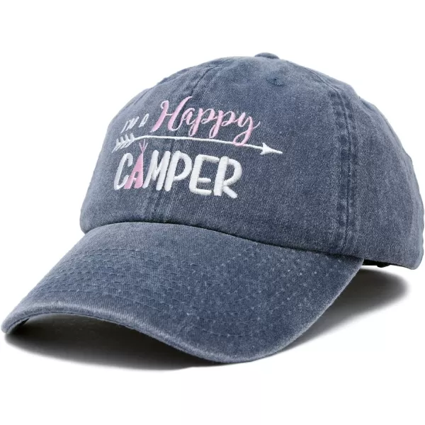 DALIX Womens Happy Camper Hat Soft Cotton Camping Caps