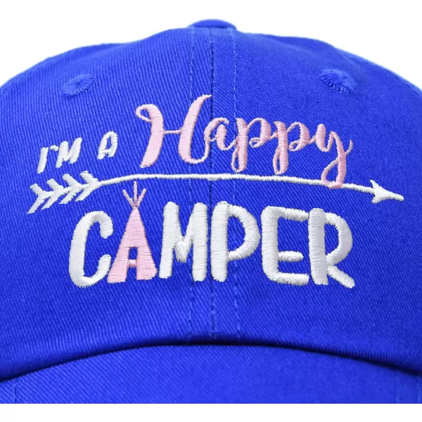 DALIX Womens Happy Camper Hat Soft Cotton Camping Caps