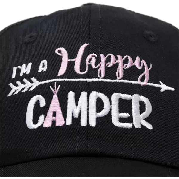 DALIX Womens Happy Camper Hat Soft Cotton Camping Caps
