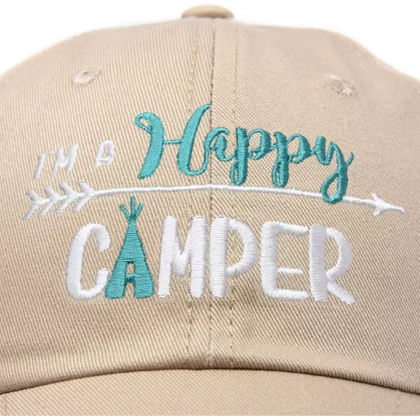 DALIX Womens Happy Camper Hat Soft Cotton Camping Caps