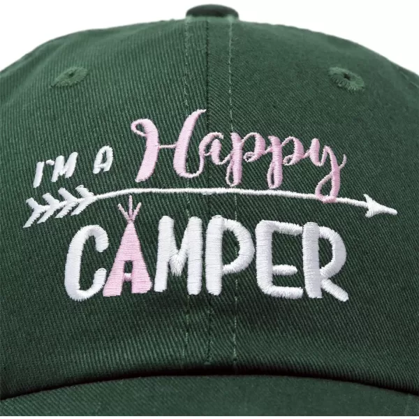 DALIX Womens Happy Camper Hat Soft Cotton Camping Caps