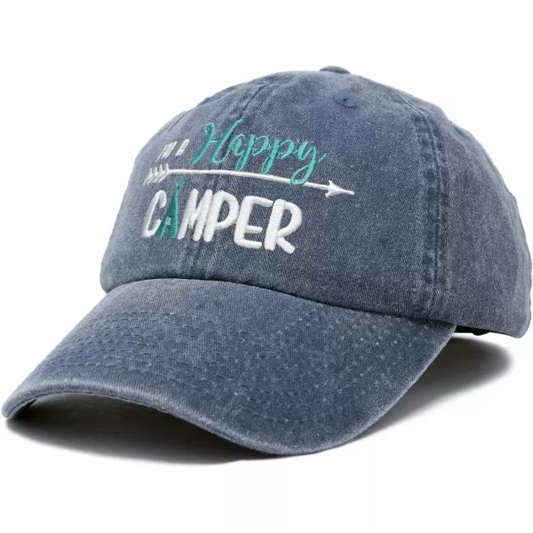 DALIX Womens Happy Camper Hat Soft Cotton Camping Caps