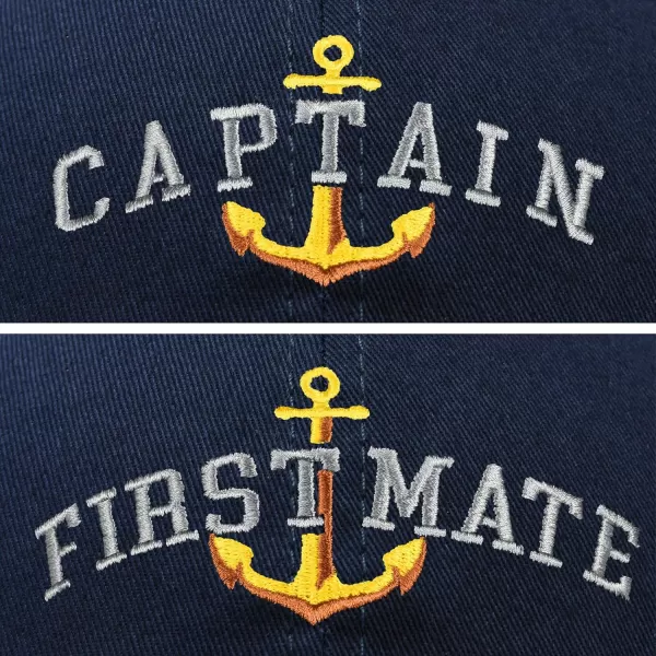 Matching Captain and First Mate Hat Set Embroidered Ball Cap
