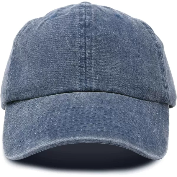 Mens Vintage Pigment Dyed Washed Cotton Cap Adjustable Hat Black and Navy Blue