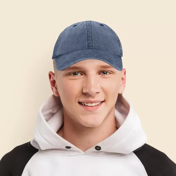Mens Vintage Pigment Dyed Washed Cotton Cap Adjustable Hat Black and Navy Blue