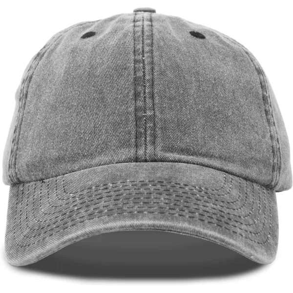 Mens Vintage Pigment Dyed Washed Cotton Cap Adjustable Hat Black and Navy Blue