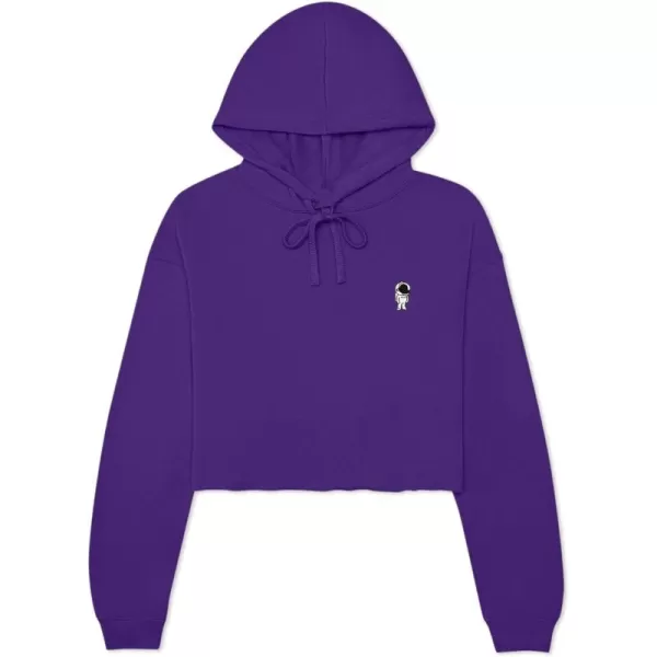 DALIX Astronaut Embroidered Fleece Cropped Hoodie Cold Fall Winter Women