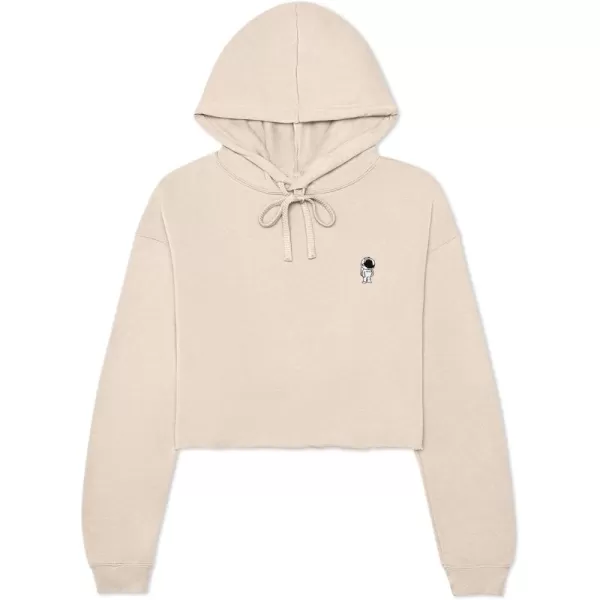 DALIX Astronaut Embroidered Fleece Cropped Hoodie Cold Fall Winter Women