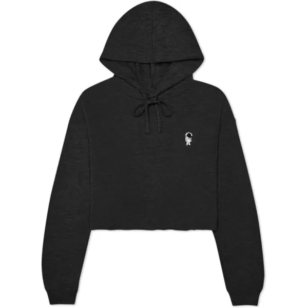 DALIX Astronaut Embroidered Fleece Cropped Hoodie Cold Fall Winter Women