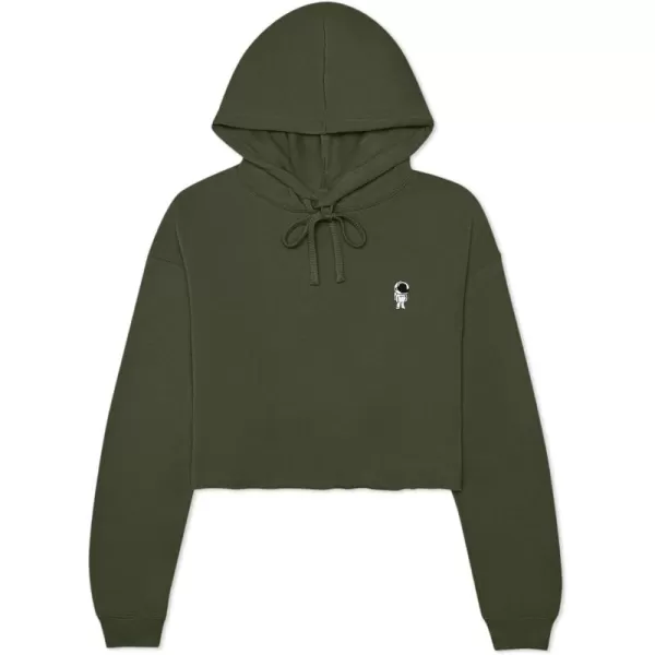 DALIX Astronaut Embroidered Fleece Cropped Hoodie Cold Fall Winter Women