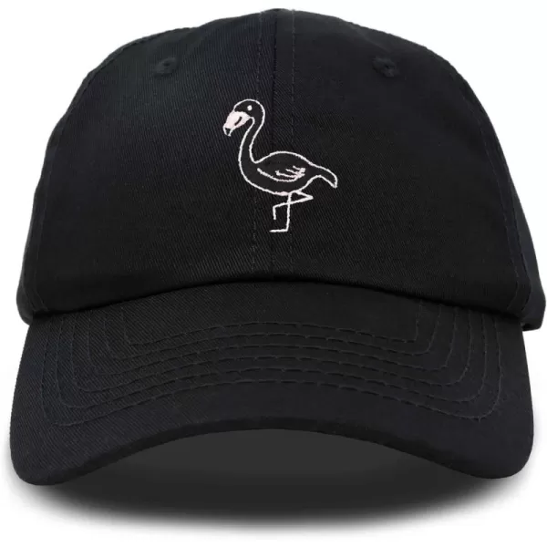 DALIX Black Flamingo Womens Dad Hat Baseball Cap Embroidered