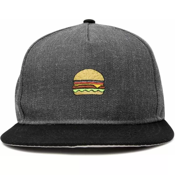 DALIX Cheeseburger Embroidered Snapback Flat Billed Hat