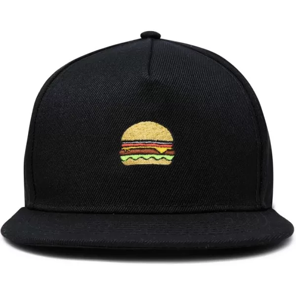 DALIX Cheeseburger Embroidered Snapback Flat Billed Hat