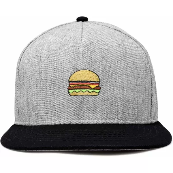 DALIX Cheeseburger Embroidered Snapback Flat Billed Hat