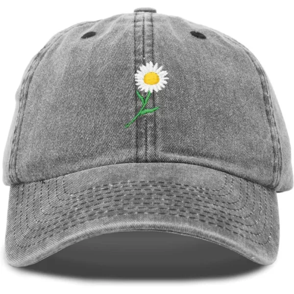 DALIX Daisy Flower Hat Womens Floral Baseball Cap Washed