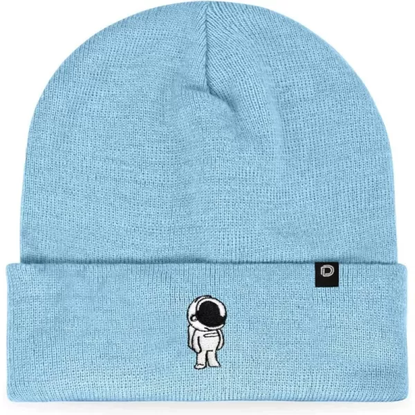 DALIX Embroidered Astronaut Beanie Cap Cuffed Knit Hat Men Women
