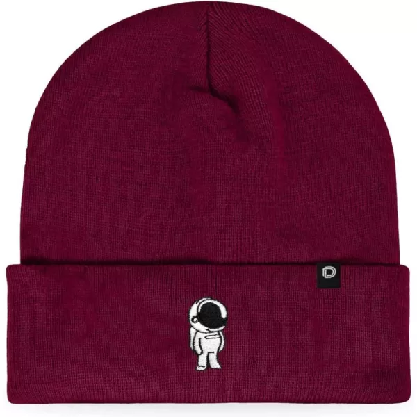 DALIX Embroidered Astronaut Beanie Cap Cuffed Knit Hat Men Women
