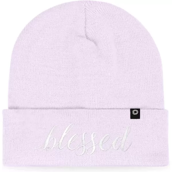 DALIX Embroidered Blessed Beanie Cap Cuffed Knit Hat Women