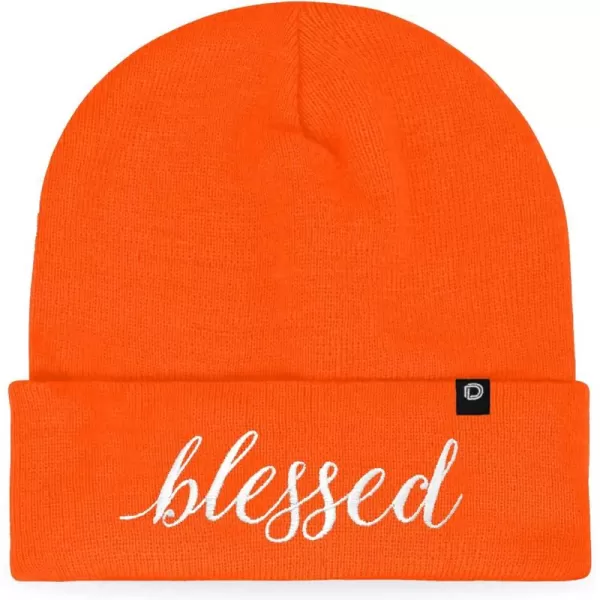DALIX Embroidered Blessed Beanie Cap Cuffed Knit Hat Women