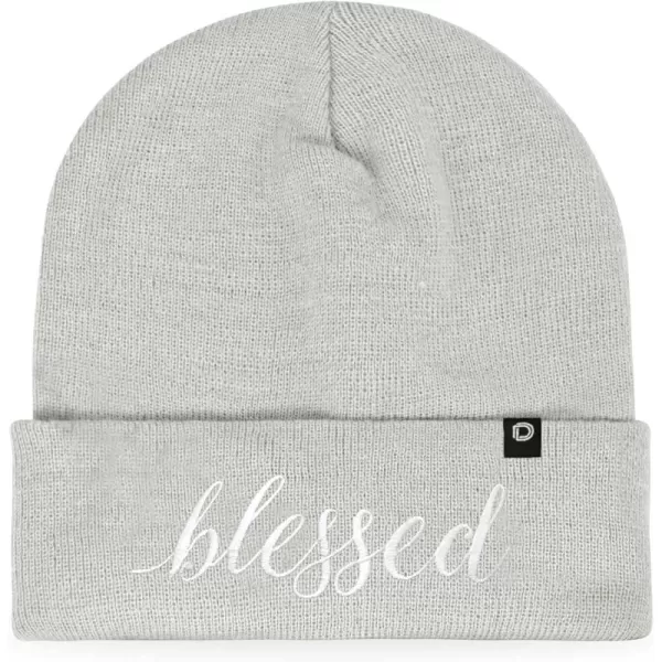 DALIX Embroidered Blessed Beanie Cap Cuffed Knit Hat Women