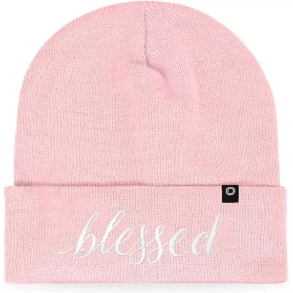 DALIX Embroidered Blessed Beanie Cap Cuffed Knit Hat Women