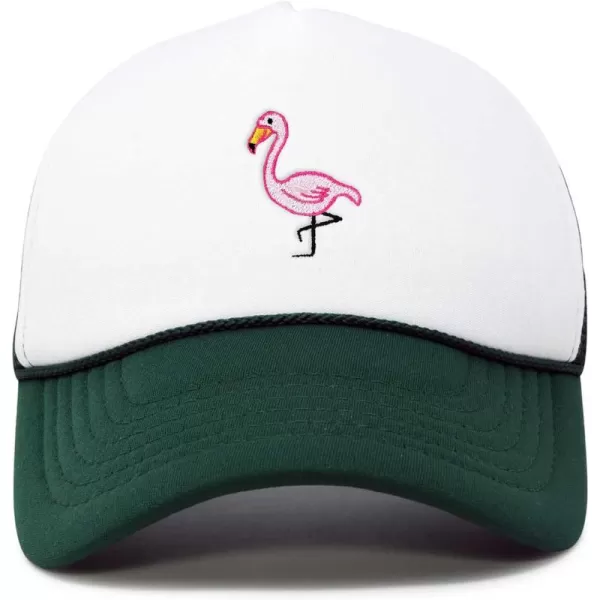 DALIX Embroidered Flamingo Trucker Cap Hat Women
