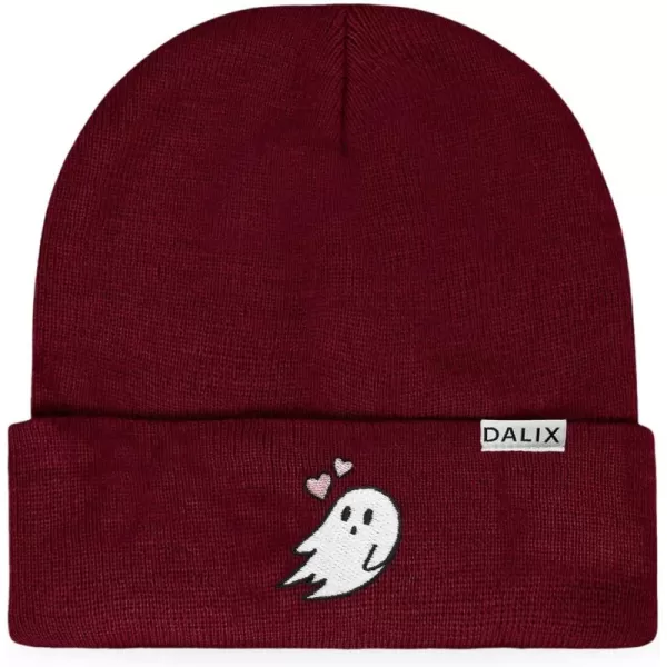 DALIX Embroidered Heartly Ghost Beanie Skull Cap